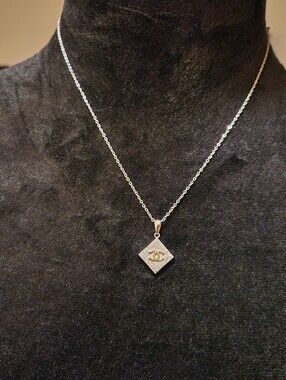 925 Italian Silver Square Pendant Necklace with Chain